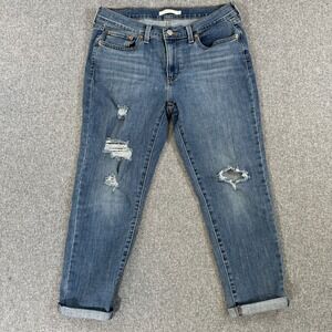Levi's Boyfriend Jeans Women's 29 Distressed Medium Wash Cuffed Denim Pants